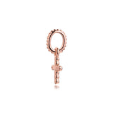 Rose Beaded Cross Dangle Charm 925 Sterling Silver Beads