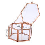 Vintage Glass Jewelry Box - Hexagon Geometric Display Organizer