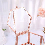 Vintage Glass Jewelry Box - Hexagon Geometric Display Organizer