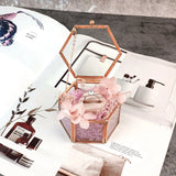 Vintage Glass Jewelry Box - Hexagon Geometric Display Organizer