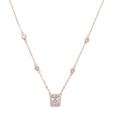 Rose Square Sparking Cz 925 Silver Delicate Wedding Gift Silver Necklace