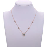 Rose Square Sparking Cz 925 Silver Delicate Wedding Gift Silver Necklace