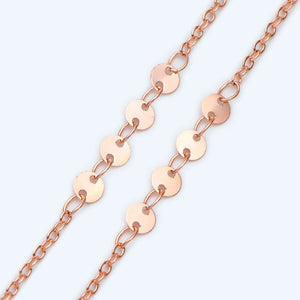 Rose Cable Chain with Round Disc 4mm, Geometric Jewelry Chain