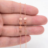 Rose Cable Chain with Round Disc 4mm, Geometric Jewelry Chain