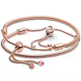 Rose Castle Peach Blossom Crystal Bracelet 925 Sterling Silver Bangle