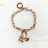 Rose Charms Bracelet in 925 Sterling Silver Fine Women Jewelry Gift