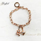 Rose Charms Bracelet in 925 Sterling Silver Fine Women Jewelry Gift