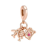 Silver 925 Rose Charms Beads for Bracelet Necklace