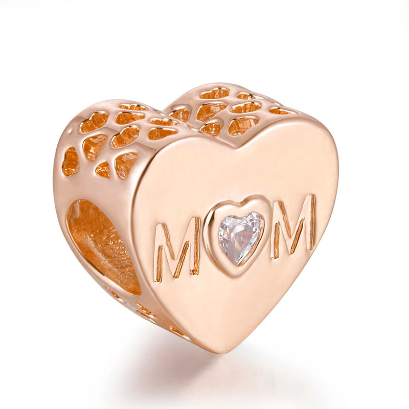 Rose Collection Mother Heart Charm Beads For Jewelry Making