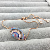 Turkey Evil Eye Hamsa Hand Charm Bracelet CZ Jewelry