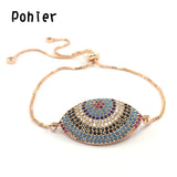 Turkey Evil Eye Hamsa Hand Charm Bracelet CZ Jewelry