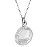 Rose CZ Crystal Pendant Necklace Stainless Steel Jewelry