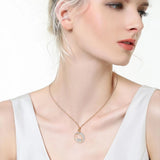 Rose CZ Crystal Pendant Necklace Stainless Steel Jewelry