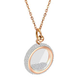 Rose CZ Crystal Pendant Necklace Stainless Steel Jewelry
