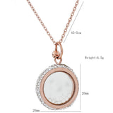 Rose CZ Crystal Pendant Necklace Stainless Steel Jewelry