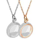 Rose CZ Crystal Pendant Necklace Stainless Steel Jewelry