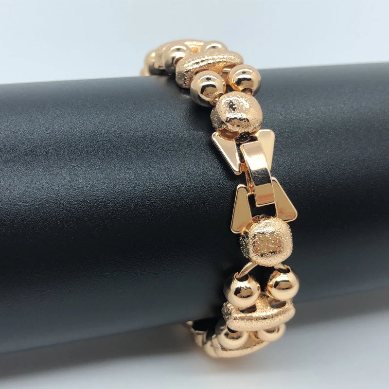 Rose 585 Double Chain Beads Long Bracelet