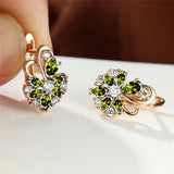 Rose August Birthstone Earrings Olive Green Zircon Oval Stone Earrings For Women