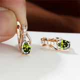 Rose August Birthstone Earrings Olive Green Zircon Oval Stone Earrings For Women