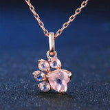 Rose Bear Paw Dog Cat Claw Necklace Pink Zircon Footprint Women Choker Necklaces