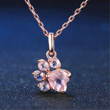 Rose Bear Paw Dog Cat Claw Necklace Pink Zircon Footprint Women Choker Necklaces