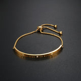 Rose Charming Bangle Bracelet Roman Letter CZ Chain Wristband Gift