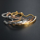 Rose Charming Bangle Bracelet Roman Letter CZ Chain Wristband Gift