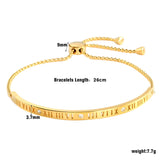 Rose Charming Bangle Bracelet Roman Letter CZ Chain Wristband Gift