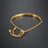 Rose Charming Bangle Bracelet Roman Letter CZ Chain Wristband Gift