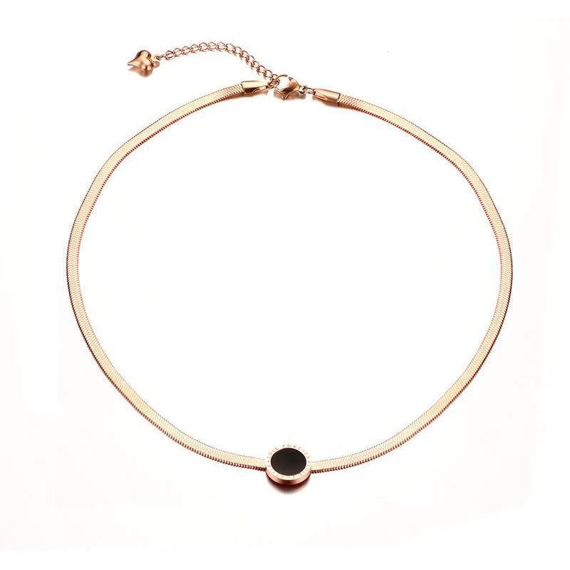 Rose Gold Choker Necklace for Women Stainless Steel Snake Chain