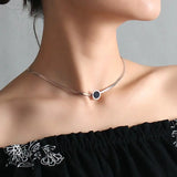 Rose Gold Choker Necklace for Women Stainless Steel Snake Chain