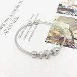Rose CZ 925 Sterling Silver Open Bangles Bracelet Cuff
