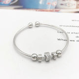 Rose CZ 925 Sterling Silver Open Bangles Bracelet Cuff