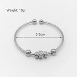 Rose CZ 925 Sterling Silver Open Bangles Bracelet Cuff