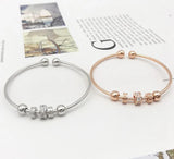 Rose CZ 925 Sterling Silver Open Bangles Bracelet Cuff