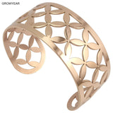 Rose Cuff Clover Bangle Stainless Steel Women Jewelry
