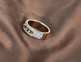 Rose Engagement 4 Row Crystal Finger 3 Slidable CZ Rings For Women Wedding Rings