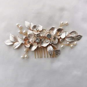 Rose Flower Bridal Hair Comb Accessories Leaf Women Headpiece Wedding Prom Hair