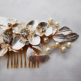 Rose Flower Bridal Hair Comb Accessories Leaf Women Headpiece Wedding Prom Hair