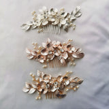 Rose Flower Bridal Hair Comb Accessories Leaf Women Headpiece Wedding Prom Hair