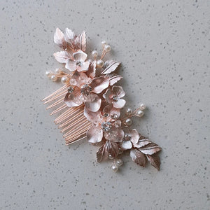 Rose Flower Bridal Hair Comb Accessories Leaf Women Headpiece Wedding Prom Hair