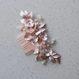 Rose Flower Bridal Hair Comb Accessories Leaf Women Headpiece Wedding Prom Hair