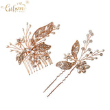 Rose Hair Comb & Pin Set Freshwater Pearl Headpiece Bridal Jewelry
