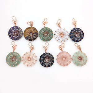 Rose Crystal Stone Peace Buckle Wire Wrapped Necklace