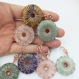 Rose Crystal Stone Peace Buckle Wire Wrapped Necklace