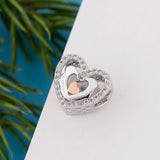 Rose Heart Openwork Charms 925 Sterling Silver Beads