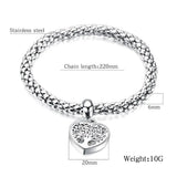 Rose Tree of Life CZ Bangle Bracelet For Women Stainless Steel Cuff Hand