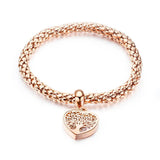 Rose Tree of Life CZ Bangle Bracelet For Women Stainless Steel Cuff Hand