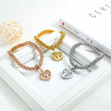 Rose Tree of Life CZ Bangle Bracelet For Women Stainless Steel Cuff Hand