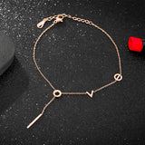 Rose LOVE Letter Anklet Woman Gift Stainless Steel Charm Jewelry